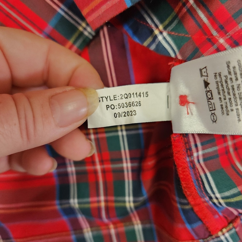 Vineyard Vines Dress L Womens Plaid Poplin Red Tartan Preppy Old Money Luxury - Picture 6 of 9